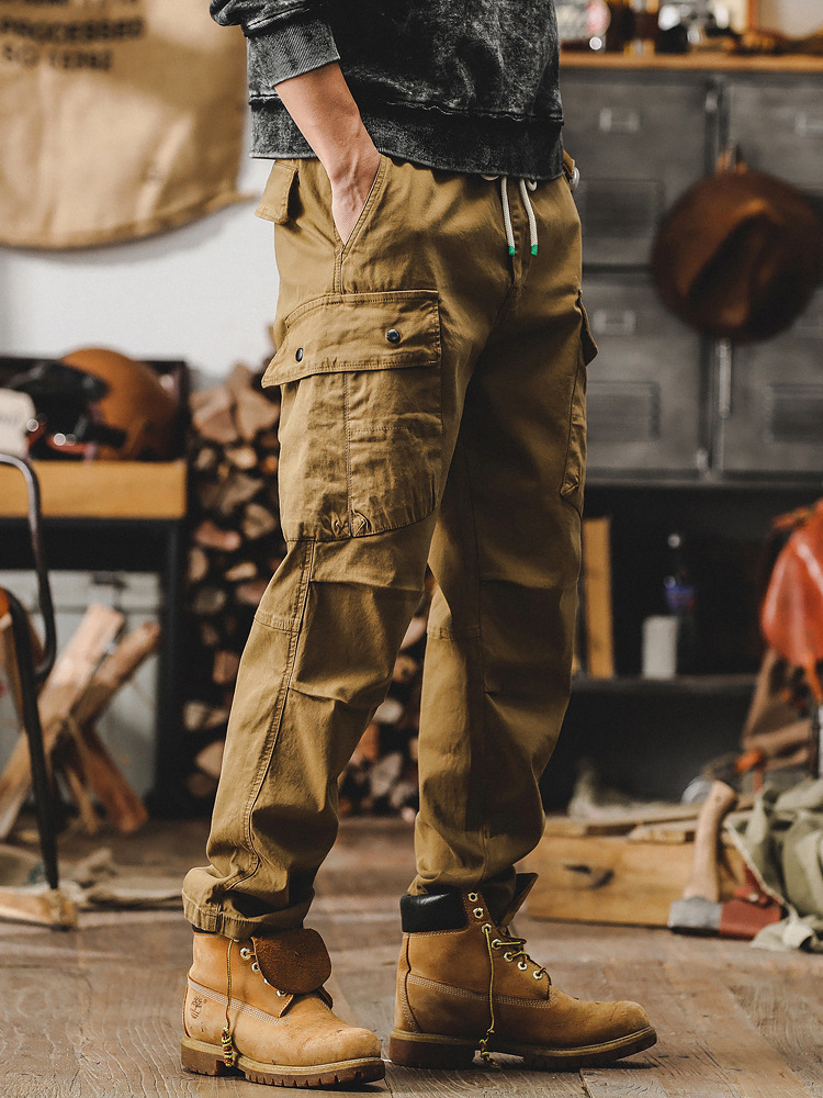 美式重磅復古工裝褲男寬鬆直筒男士春季褲子硬漢獵裝戰術休閒褲男