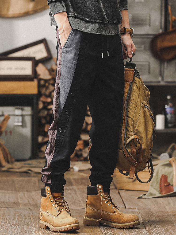 潮牌工裝褲男寬鬆束腳休閒褲男2024新款夏季小眾個性痞帥男生褲子