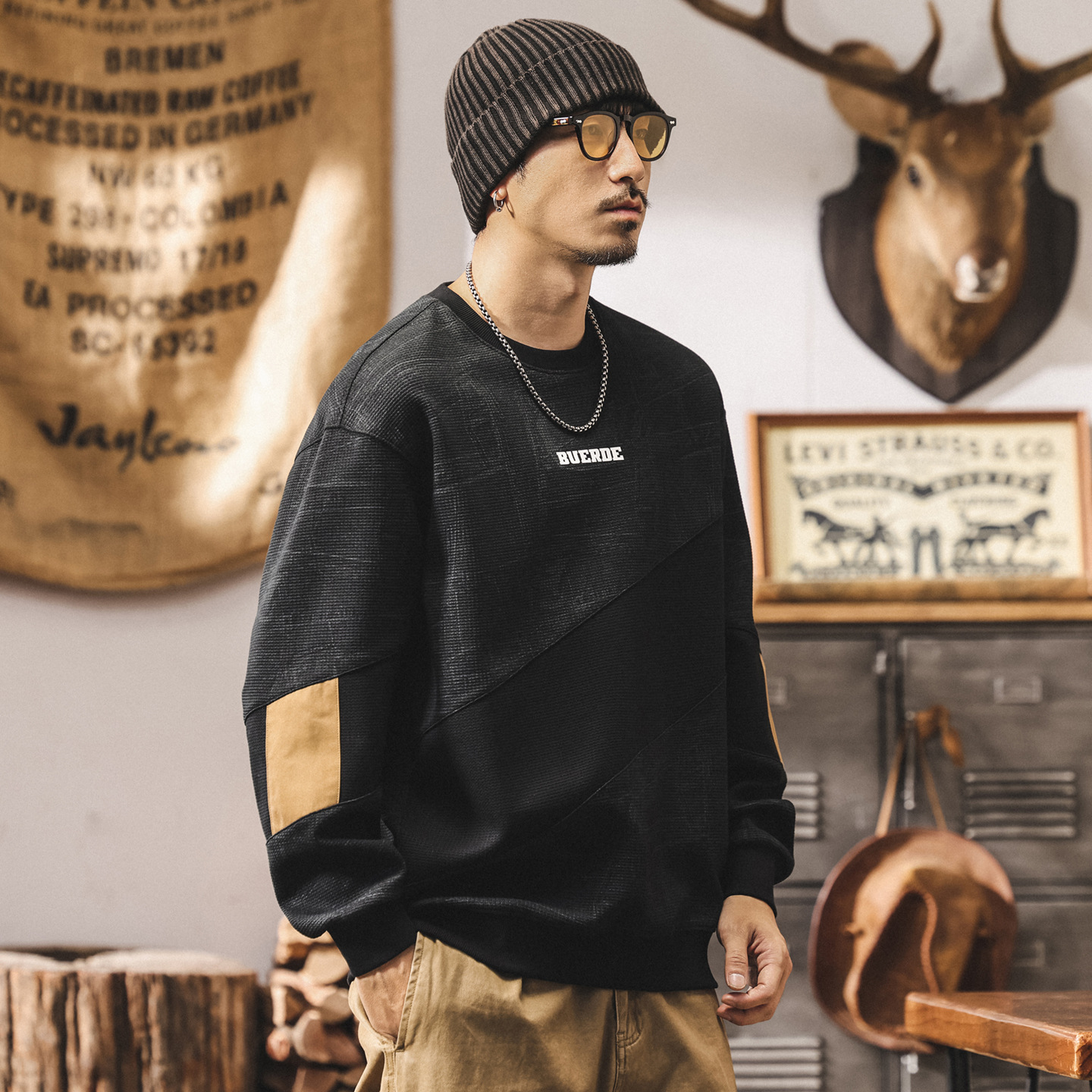 美式復古380g重磅衛衣男秋季2025新款潮牌寬鬆大碼長袖休閒上衣男