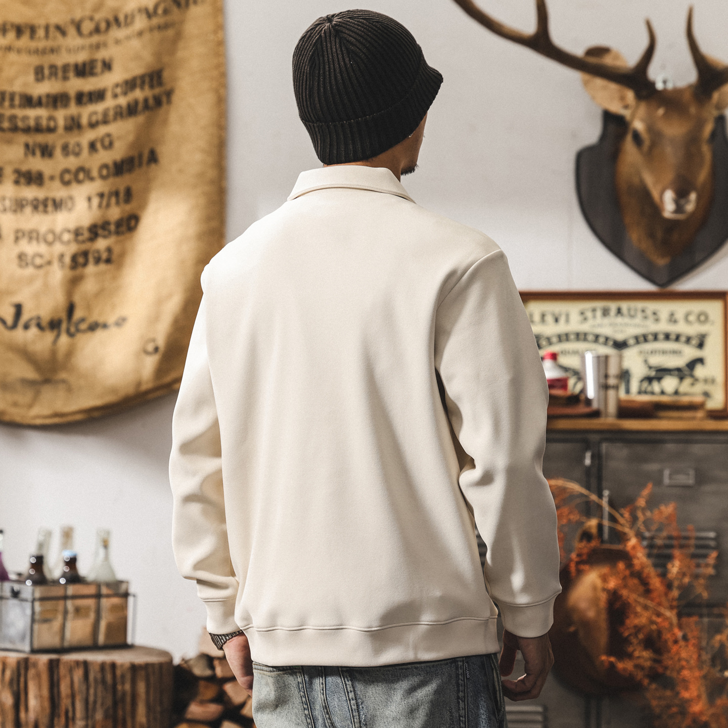 美式復古400g重磅加絨Polo衫男士衛衣冬季加厚潮流寬鬆保暖上衣男