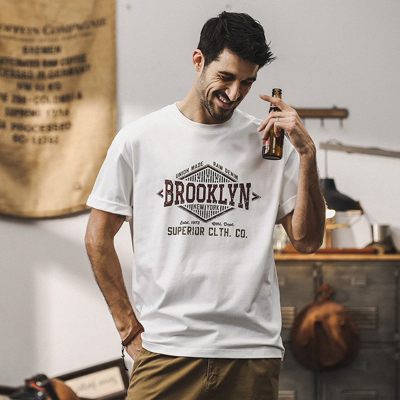 杰雷諾美式復古重磅男T恤短袖夏季潮牌寬鬆休閒大碼衣服男款