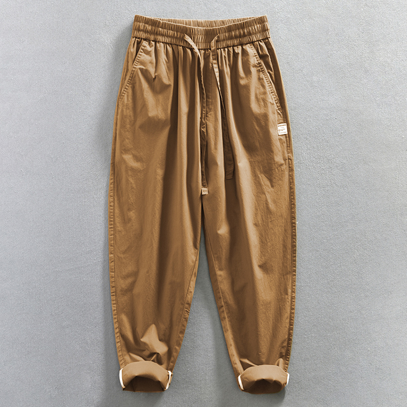 杰雷諾冰絲褲子男夏季薄款冰感男士休閒褲寬鬆直筒簡約百搭錐形褲