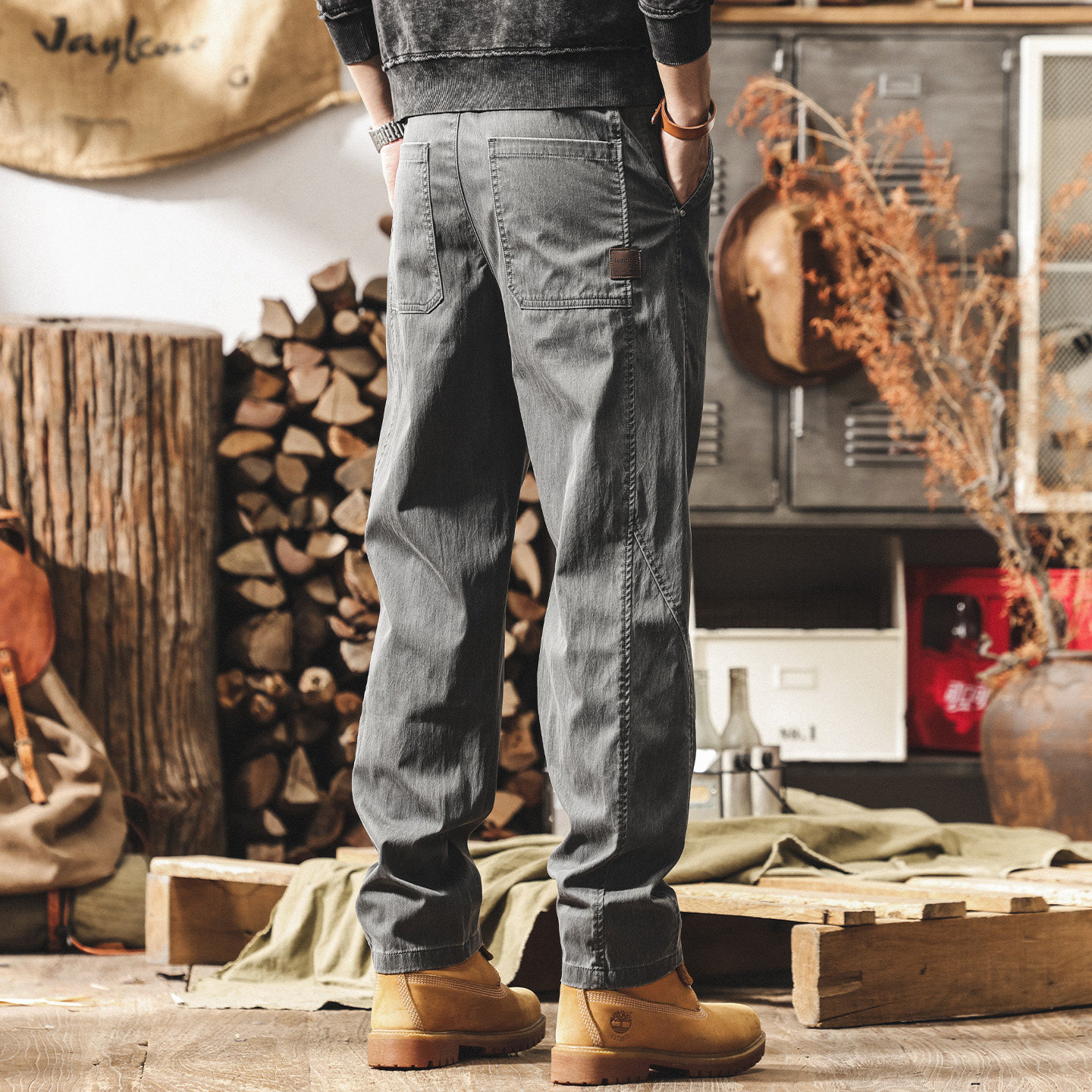 美式復古直筒工裝褲子男2026新款春季男褲潮牌簡約寬鬆休閒長褲男