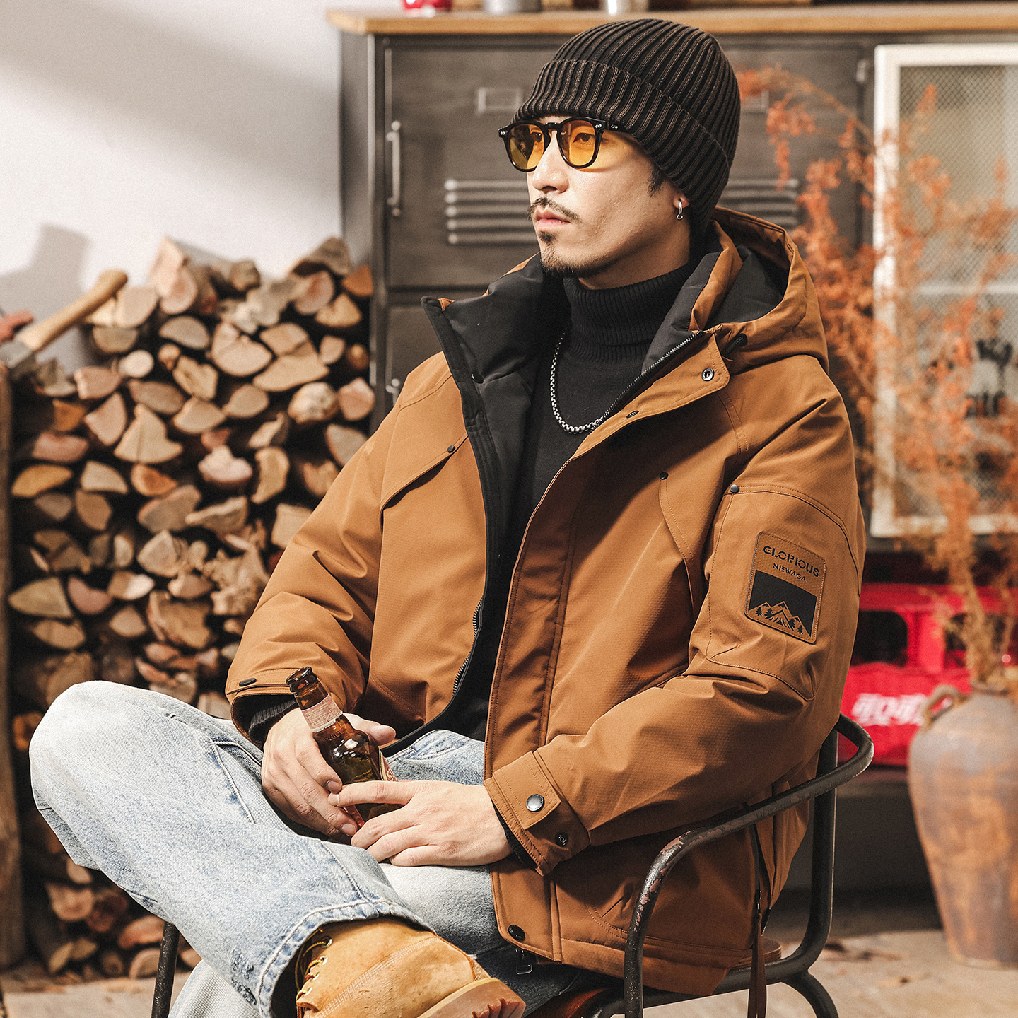 美式復古高充絨冬季羽絨服男款加厚潮牌工裝派克服禦寒保暖外套男