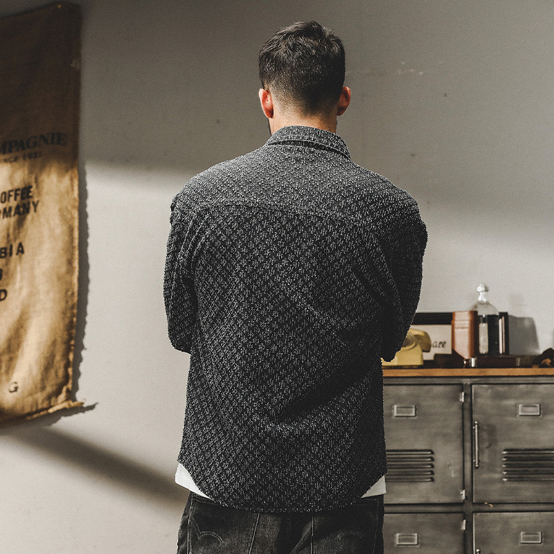 杰雷諾小香風襯衫男長袖秋季重磅石磨洗水做舊流蘇牛仔外套男春秋