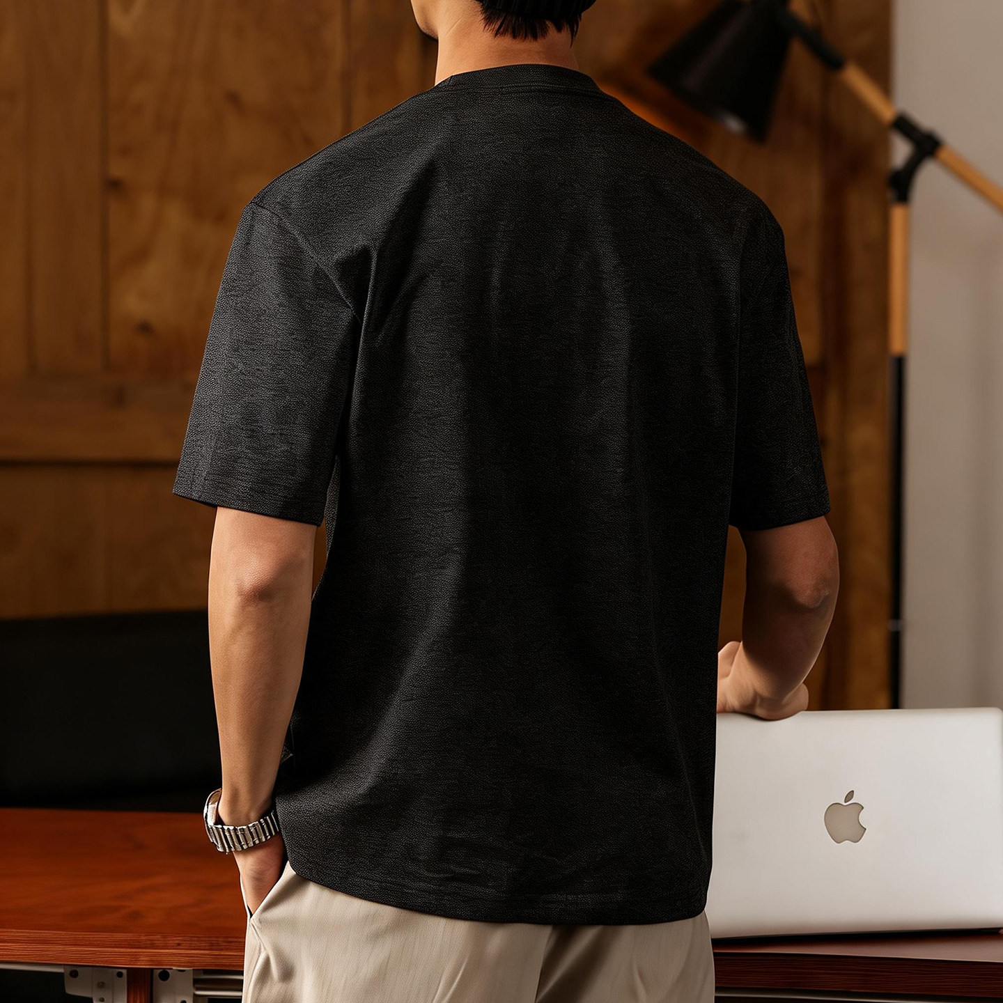 美式復古男士短袖t恤男夏季2026新款潮牌格紋口袋撞色寬鬆上衣男