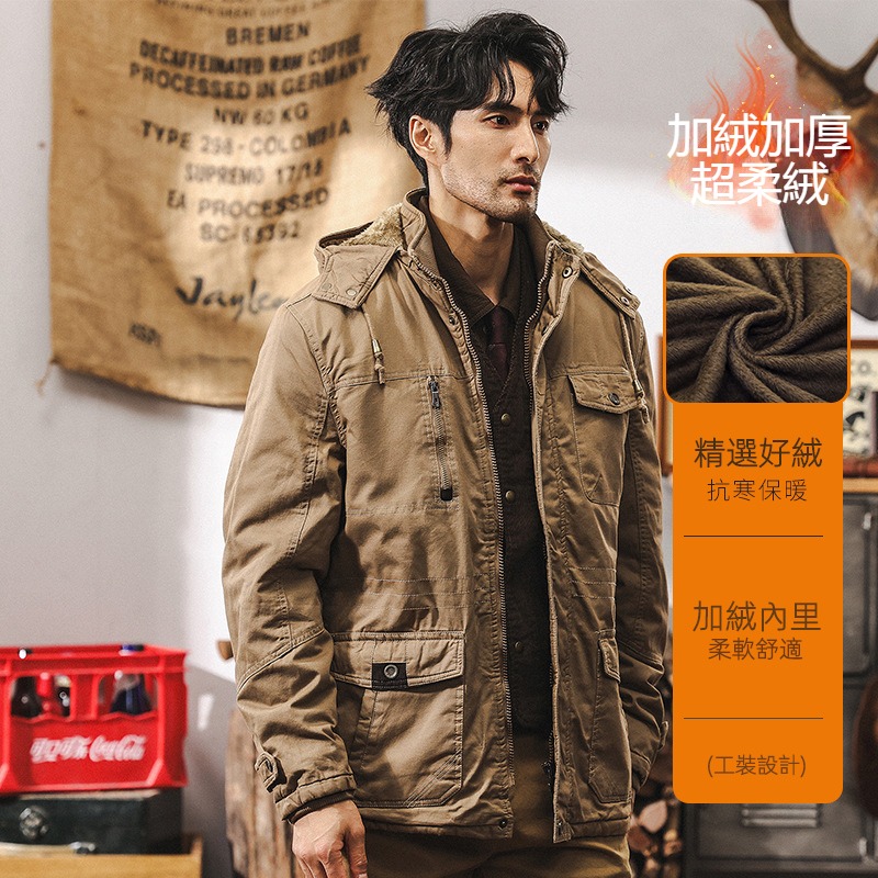 美式復古工裝外套男冬季加厚棉衣戶外機能軍事戰術作訓夾克棉服男