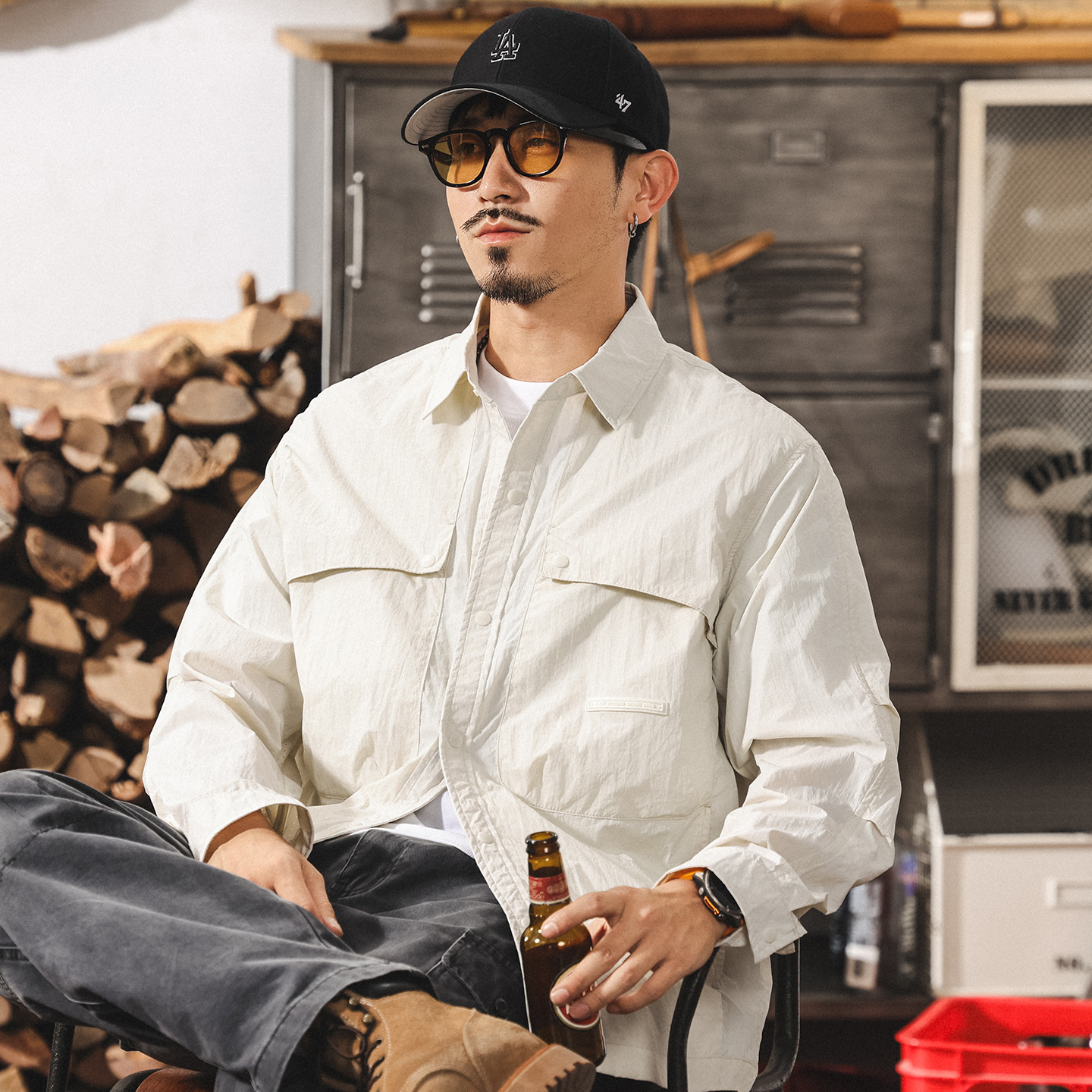 冰絲涼感防曬襯衫男夏季新款速乾輕薄防曬衣寬鬆男生薄款襯衣外套