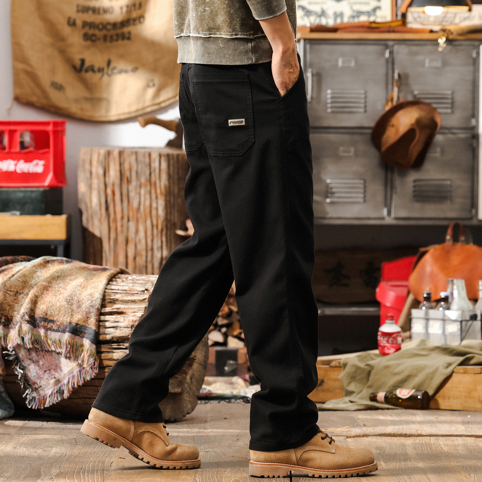 活性染不掉色美式牛仔褲男夏季垂感萊賽爾長褲潮牌寬鬆直筒休閒褲