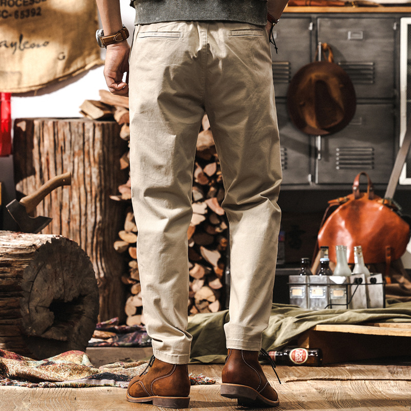 美式復古簡約休閒褲子男春季2025新款上班通勤男褲百搭寬鬆直筒褲