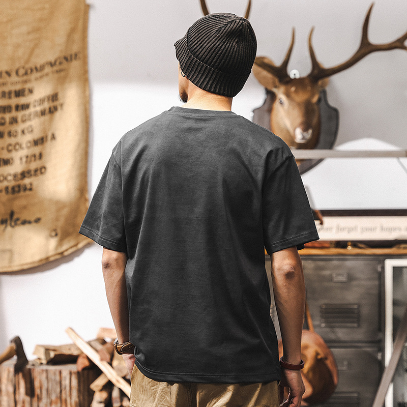 雲染洗褪涼感T恤男夏季2025新款短袖潮流寬鬆美式復古休閒上衣男T