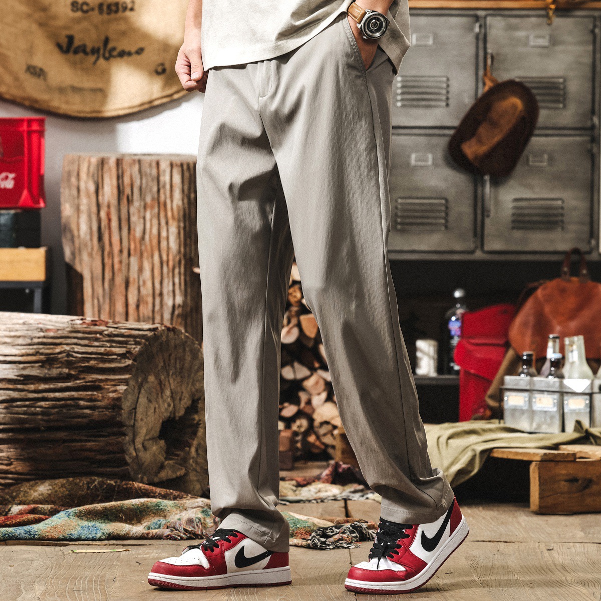 高級感銅氨絲冰絲涼感薄款褲子男士夏季2025新款輕商務直筒休閒褲