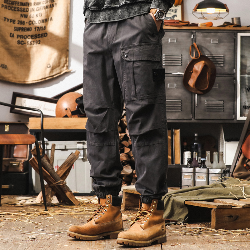 美式復古工裝褲子男春秋款潮牌寬鬆直筒男士休閒褲秋季束腳戰術褲