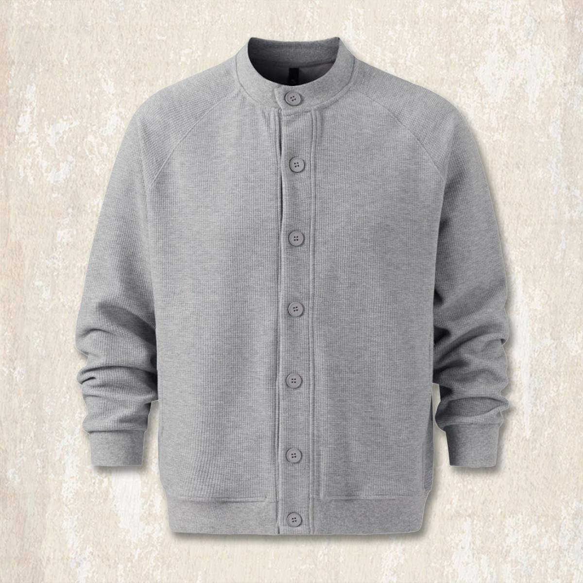 美式復古華夫格開衫衛衣男士外套春秋潮牌2025新款寬鬆休閒上衣