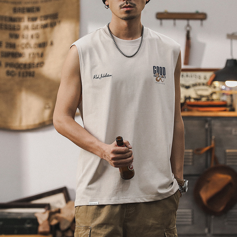 杰雷諾運動健身背心男夏季潮牌新中式坎肩上衣寬鬆無袖T恤男