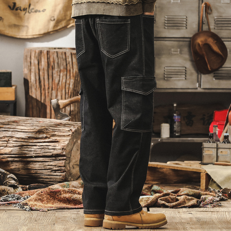 美式復古牛仔褲2025新款潮牌工裝褲子男春季寬鬆直筒男士休閒長褲