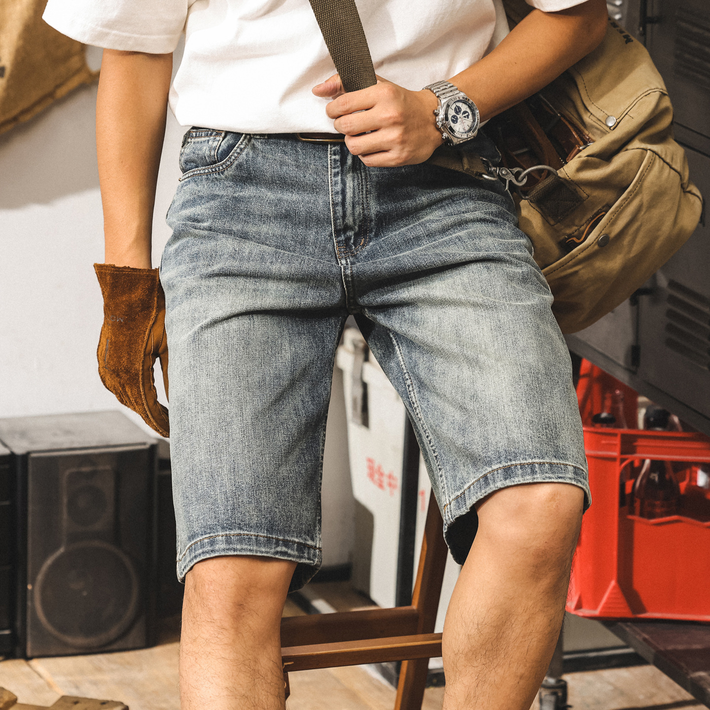 牛仔短褲男夏季新款美式潮牌百搭休閒直筒中褲寬鬆大碼男士五分褲