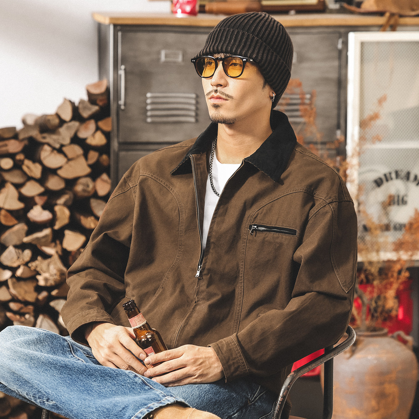 美式復古底特律夾克男款春季2026新款潮牌休閒寬鬆潮流春秋外套男