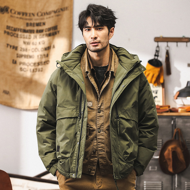 美式石墨烯90%灰鴨絨工裝羽絨服男冬季2024新款戶外機能保暖外套