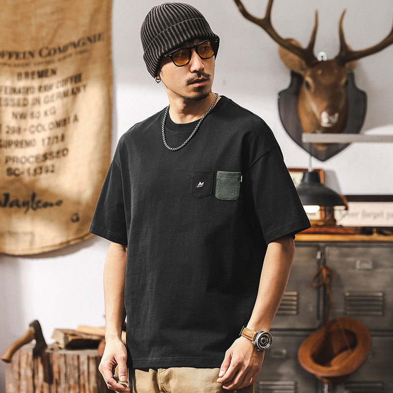 新疆棉250g重磅T恤男短袖夏季2025新款潮流美式復古寬鬆白色上衣T