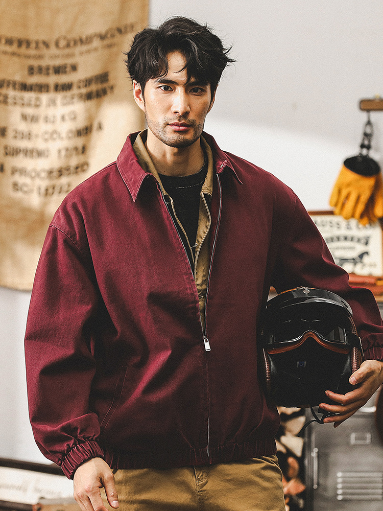 美式經典複古工裝夾克男春秋款潮牌寬松翻領水洗男士秋裝上衣外套