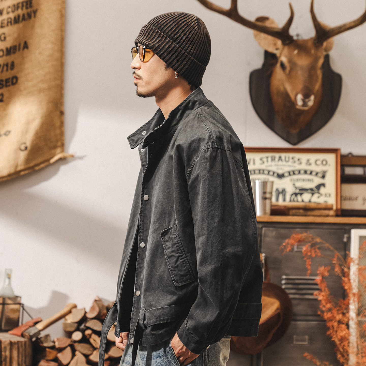 美式復古飛行員夾克男春秋新款潮牌硬漢工裝寬鬆短款秋冬男士外套