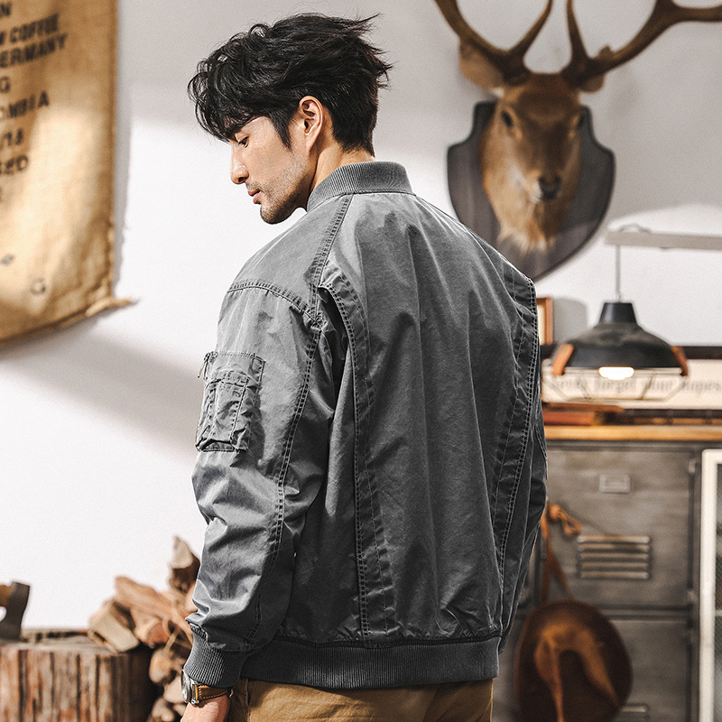 美式復古做舊MA1飛行員夾克男秋季2024新款潮牌寬鬆休閒工裝外套