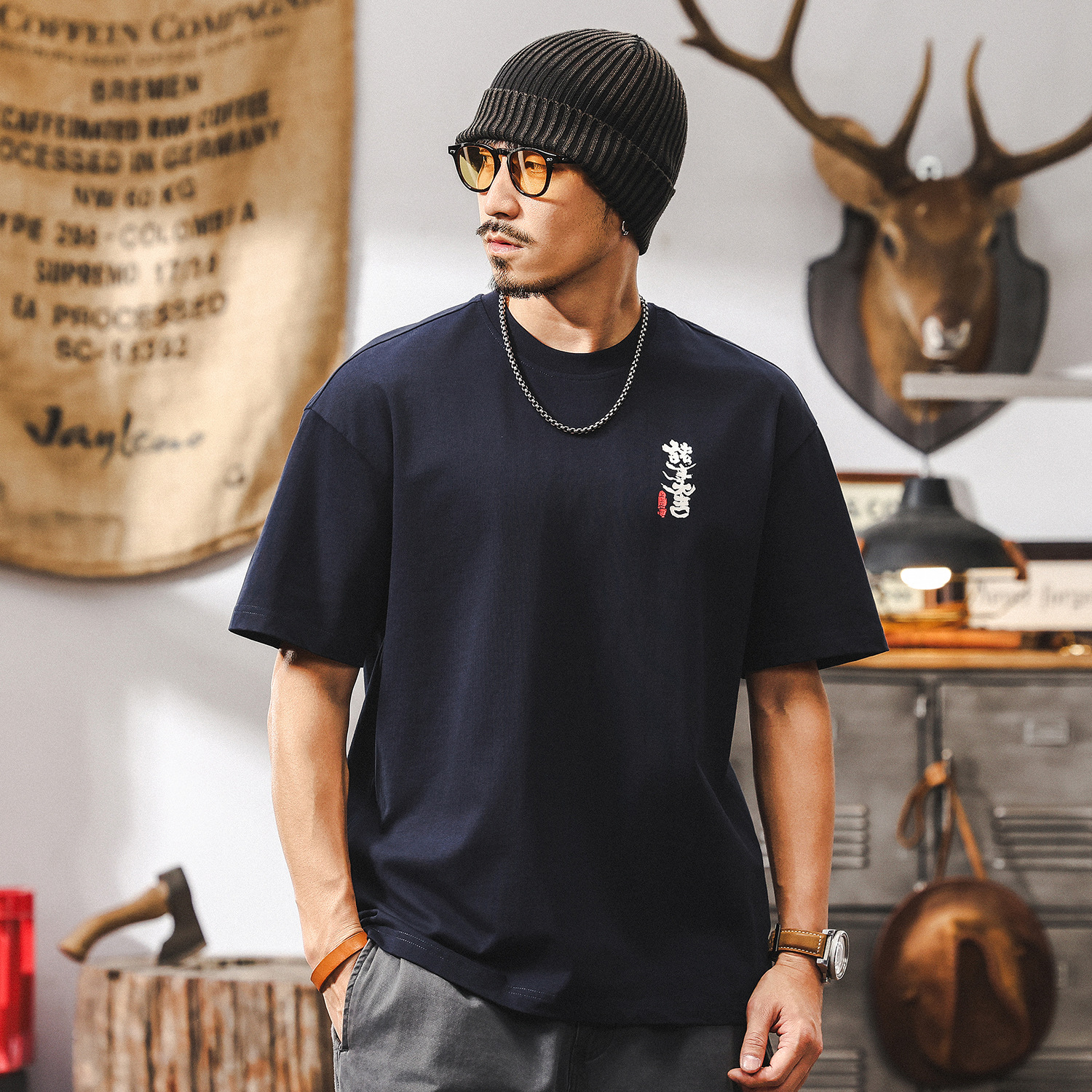 【7A級抗菌除蟎】涼感T恤夏季短袖男款潮牌印花寬鬆半袖上衣