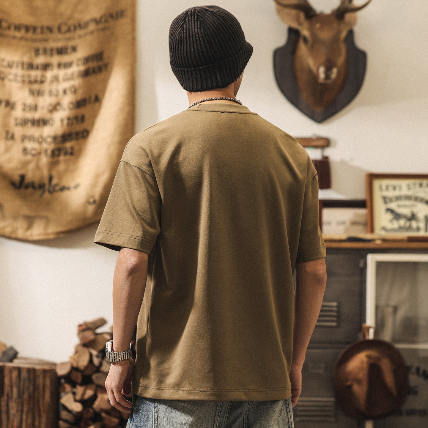 7A抗菌涼感果凍棉短袖T恤男夏季拼接解構潮流寬鬆休閒美式上衣男