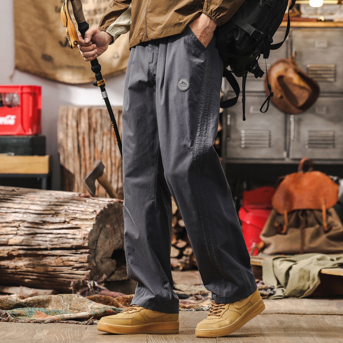 美式復古立體裁剪薄款褲子男2025新款春季潮牌寬鬆直筒休閒褲