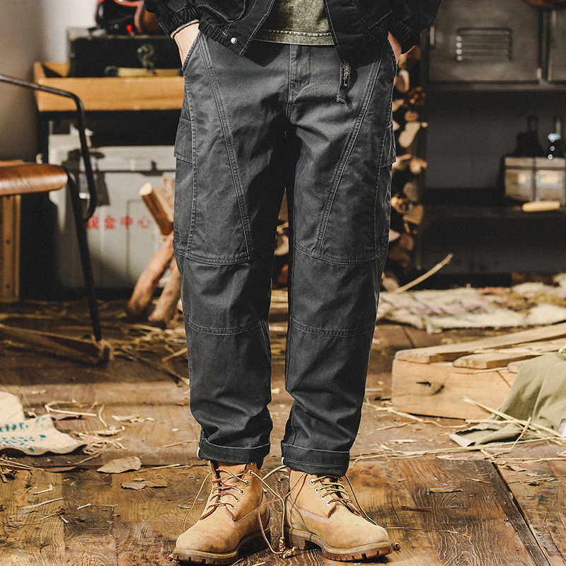 美式復古工裝褲子男秋冬款寬鬆直筒2024年潮牌戶外機能男士休閒褲