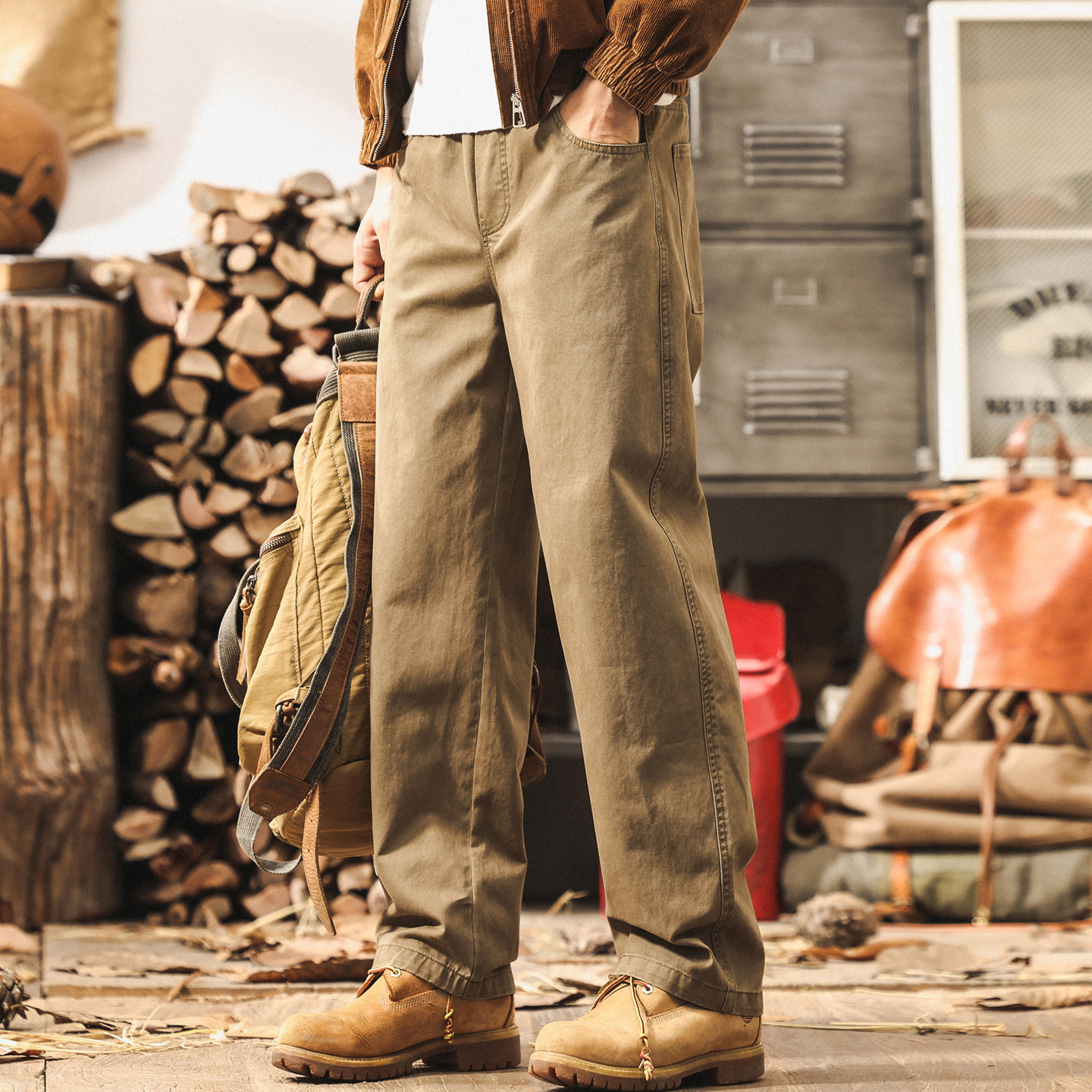 美式復古簡約工裝褲男2025新款秋季休閒褲子男士潮牌寬鬆直筒長褲