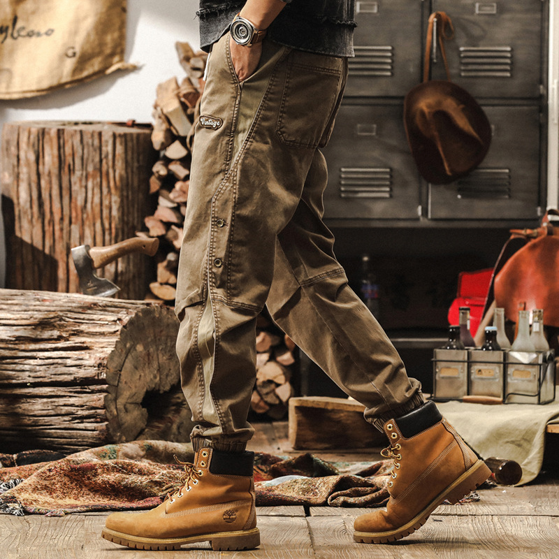 美式復古重磅工裝褲子男2025秋季潮牌寬鬆大碼男褲潮流男士休閒褲