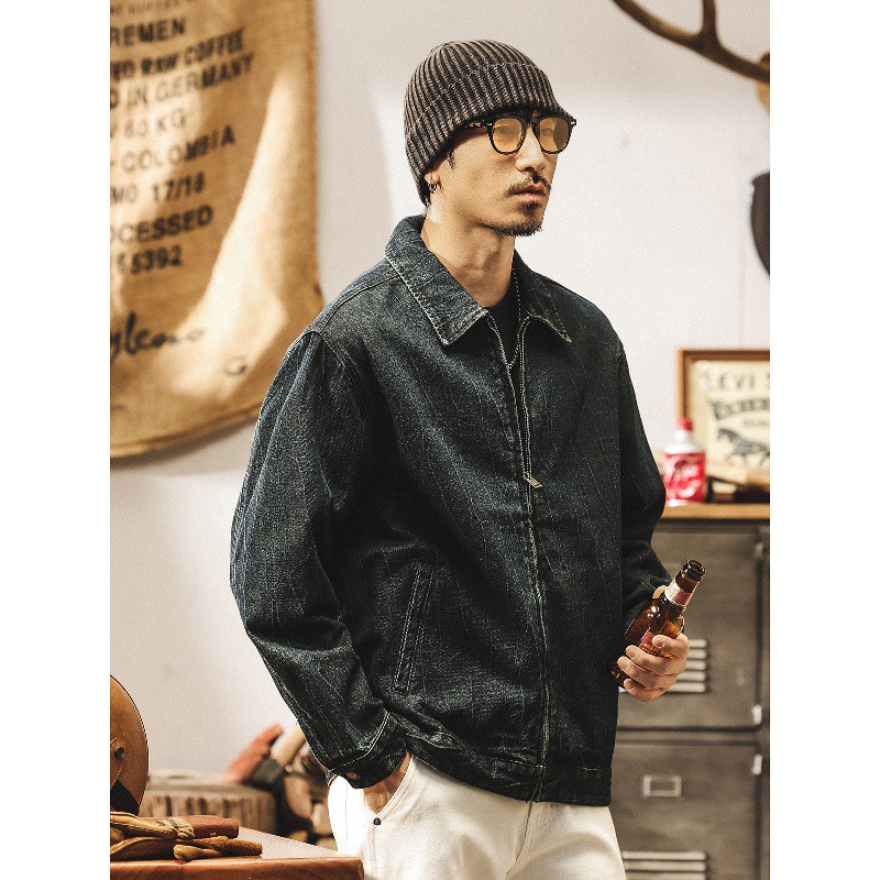 美式復古扎染水洗牛仔外套男秋季2025新款潮流痞帥休閒寬鬆夾克男