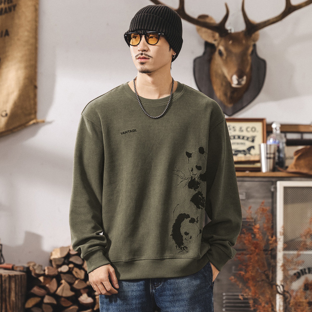 國風潮流400g歐棉絨重磅衛衣男春秋潮流復古寬鬆大碼秋季男士上衣