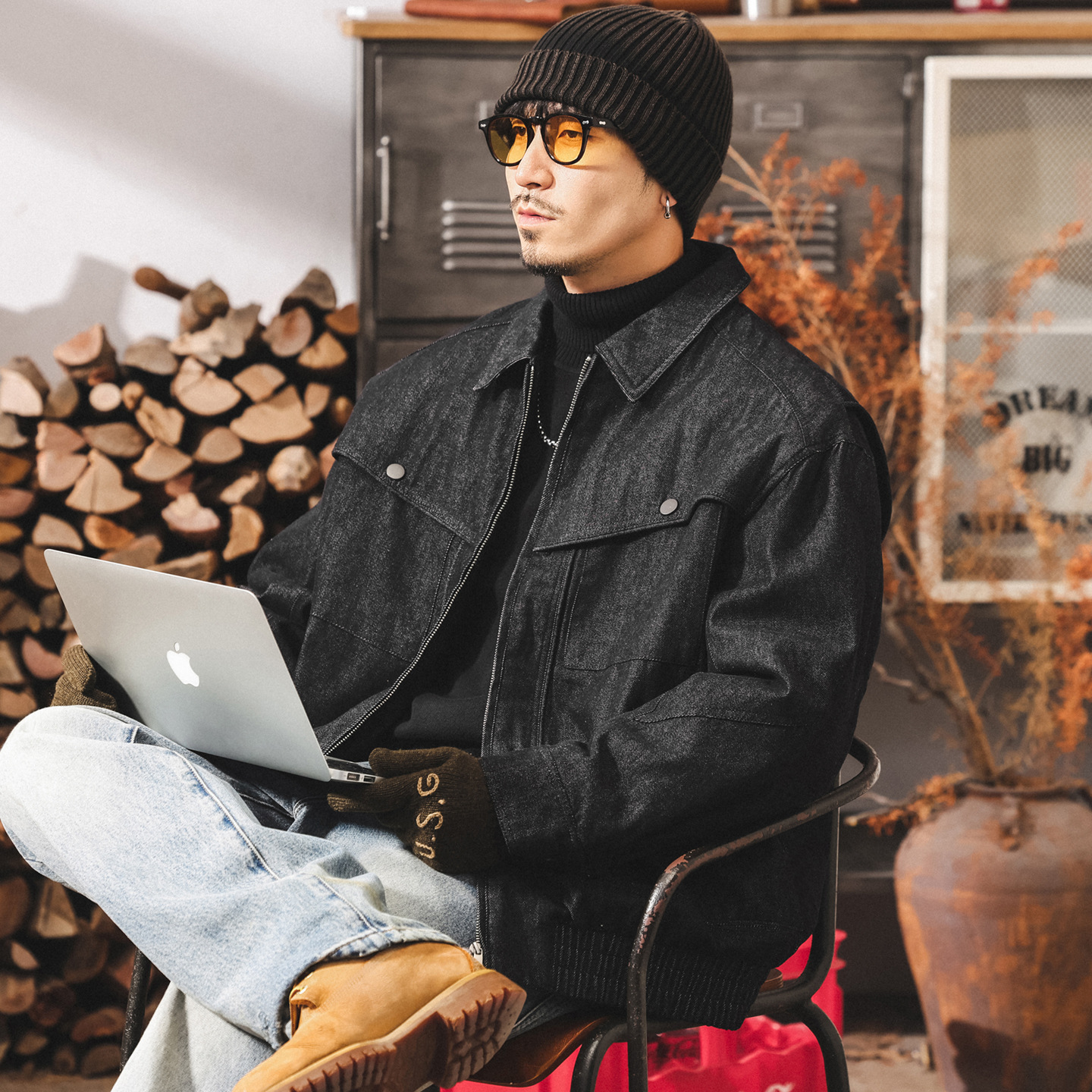 美式復古90白鴨絨牛仔羽絨服男冬季加厚保暖潮牌工裝夾克男士外套