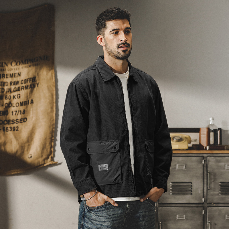 杰雷諾加厚條紋燈芯絨襯衫外套男秋冬款美式復古重磅寬鬆工裝夾克