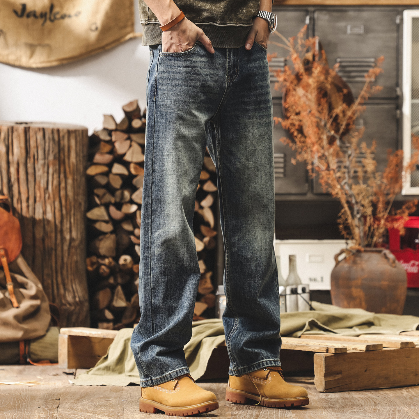 美式復古水洗牛仔褲男春季2026新款潮牌寬鬆休閒長褲男士直筒褲子