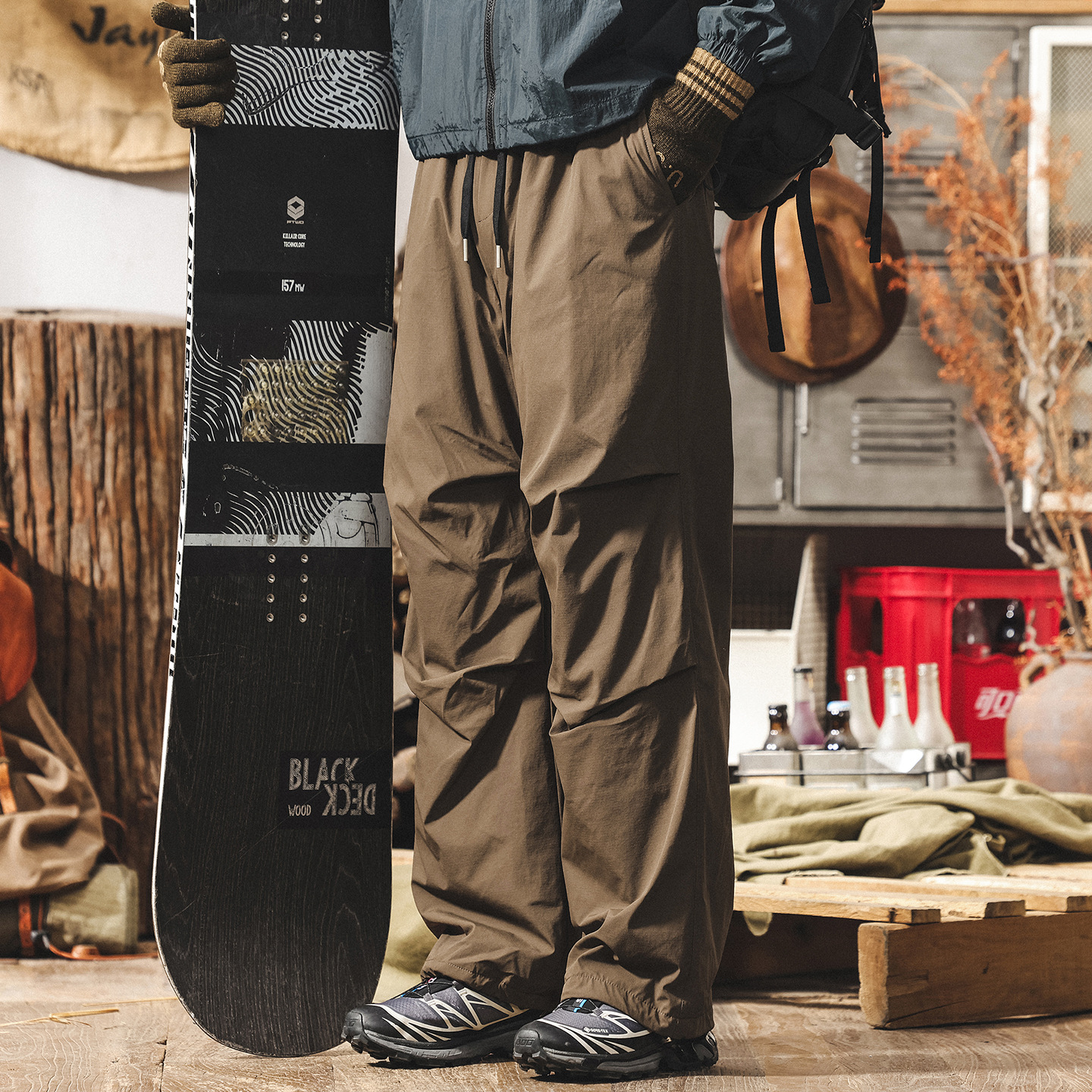 【極寒系列】冬季90%白鴨絨滑雪羽絨褲男加厚防風保暖機能傘兵褲