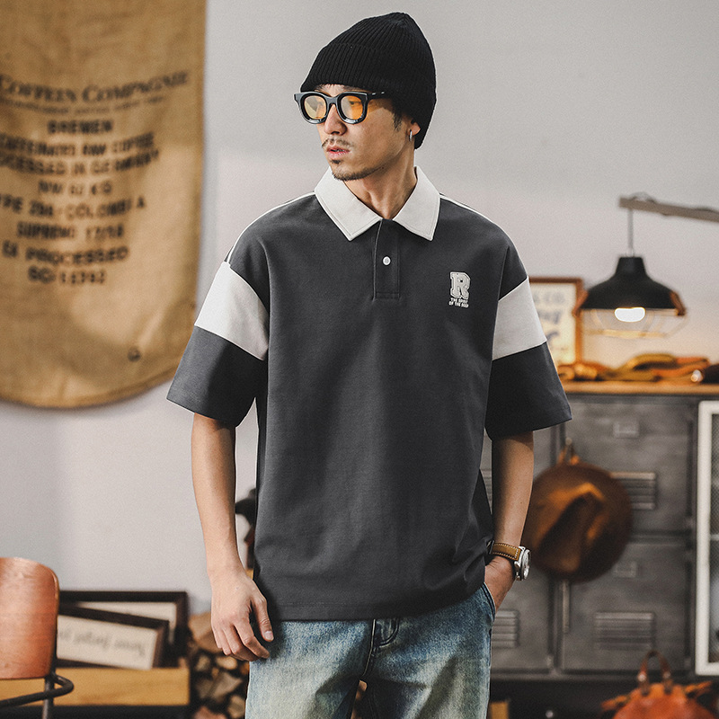 高級感280g重磅雙面棉男士T恤短袖夏季美式潮牌休閒polo衫男上衣