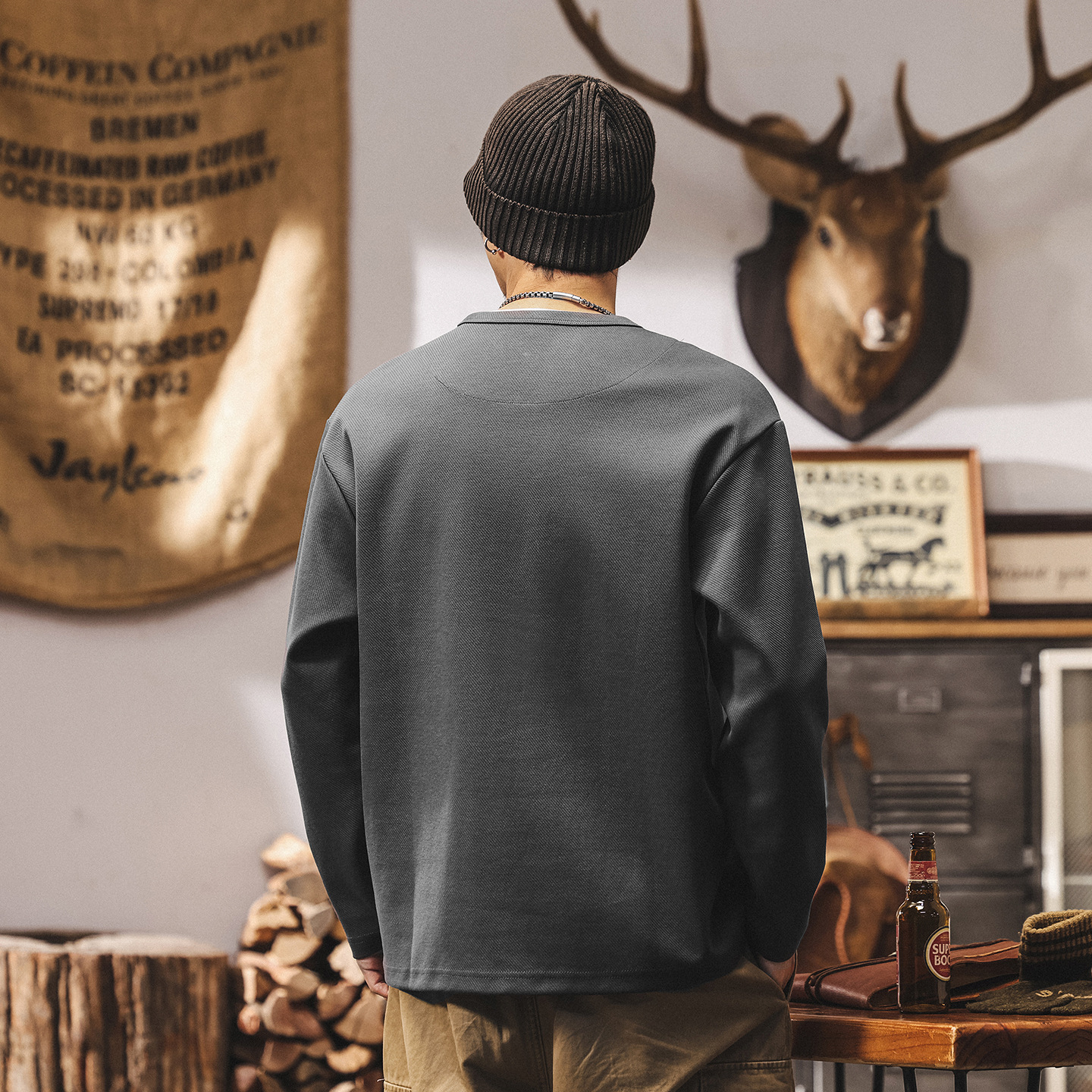 美式復古假兩件衛衣男秋季新款寬鬆大碼潮牌380g重磅T恤男士上衣