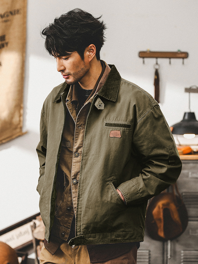 美式經典複古底特律工裝夾克男潮牌阿美咔叽帆布古著外套男春秋季