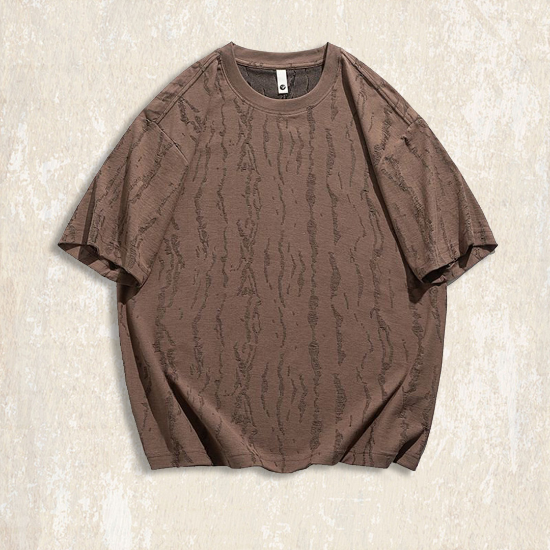 美式痞帥高級感T恤夏季短袖2025新款潮牌高端提花設計感男士上衣
