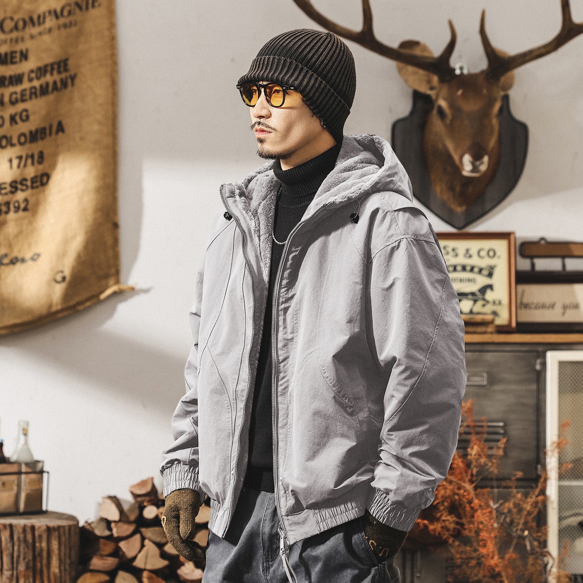 雙面穿仿貂絨座山雕外套男冬季男士棉服加厚棉襖冬裝美式復古棉衣