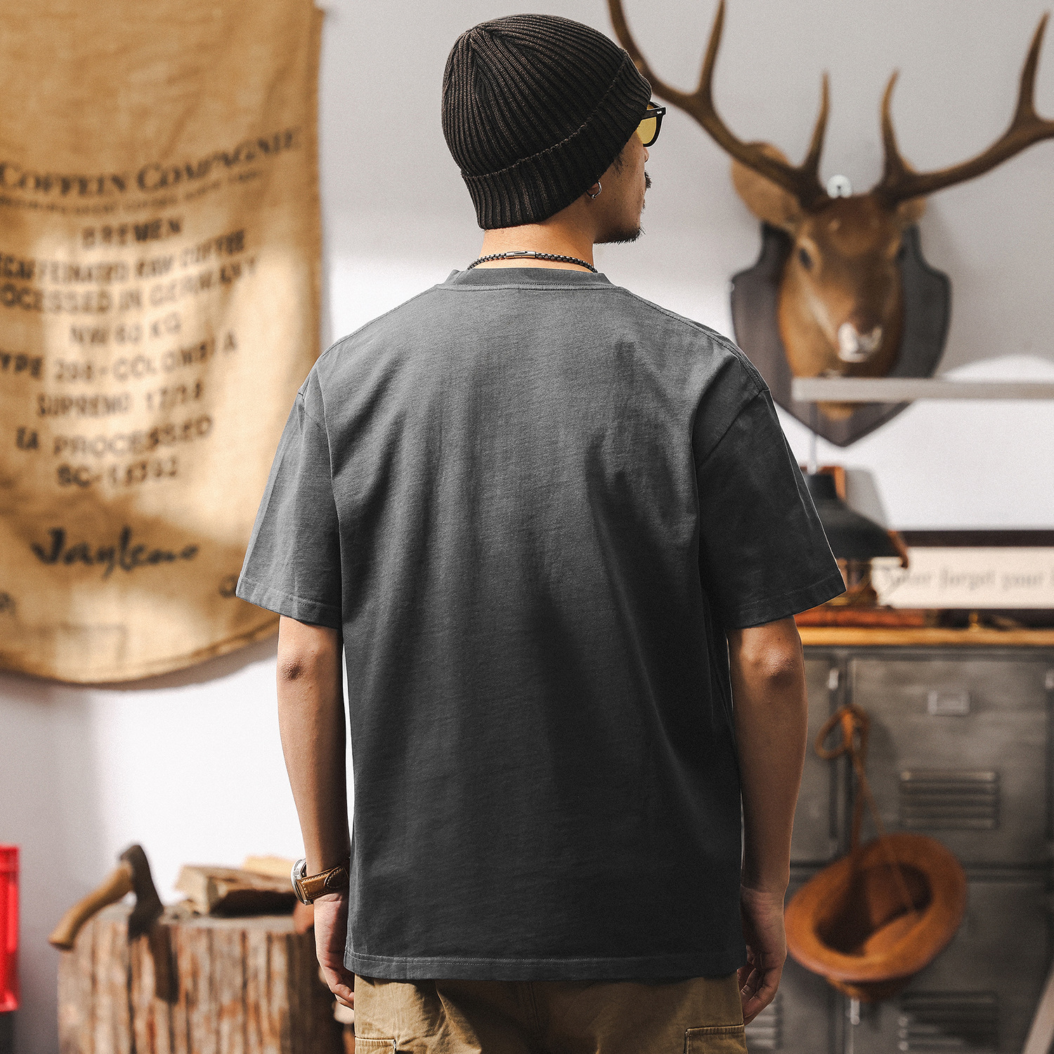 阿蘇特漸變水洗重磅T恤男短袖男夏季2025新款復古寬鬆上衣男