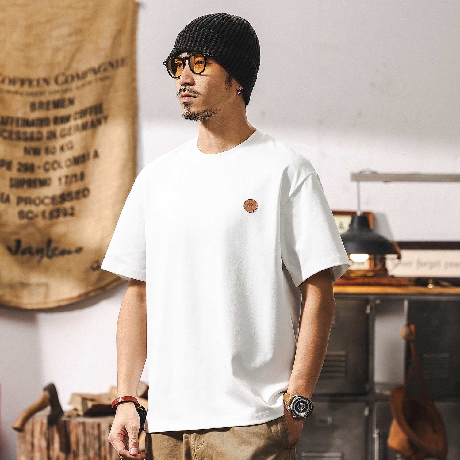 7A級抗菌科技防蟎涼感T恤男夏季短袖2025新款潮牌簡約寬鬆上衣男T