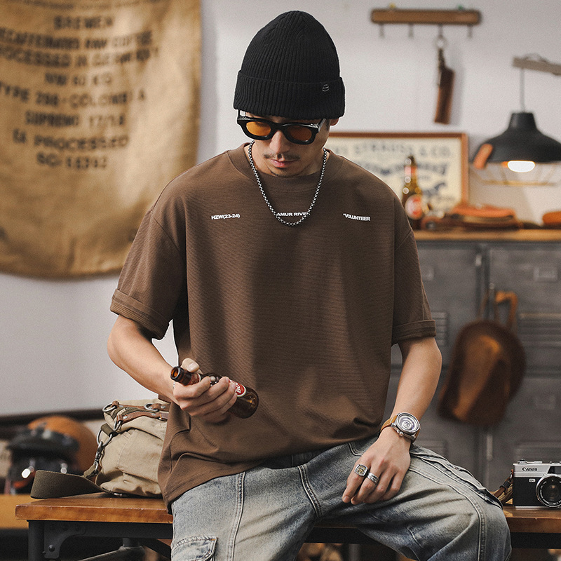 Sorona索羅納涼感T恤男士寬鬆潮牌短袖男夏季2024新款半袖上衣男