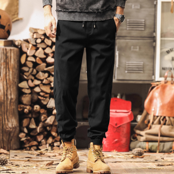 美式重磅復古工裝褲子男春秋2025新款拼接潮牌休閒褲男寬鬆束腳褲