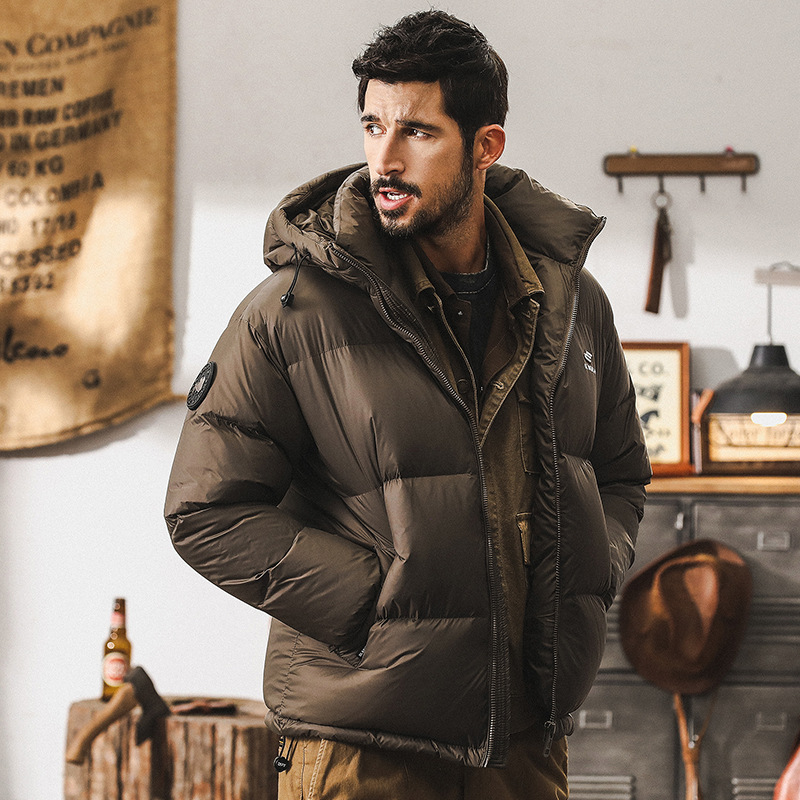 美式高蓬鬆灰鴨絨羽絨服男冬季石墨烯加厚保暖麵包服戶外休閒外套