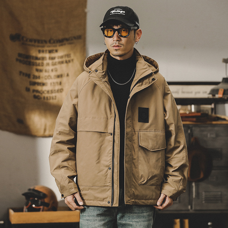 美式工裝棉服男冬季2023年新款可機洗絎棉戶外棉襖加絨加厚外套男